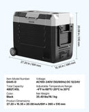 VEVOR auto ledusskapis 45 l ar kompresoru, DC 12/24 V un AC 100–240 V, temperatūra no - 20 °C līdz +20 °C, divu zonu dzesētājs ar lietotnes vadību un riteņiem, piemērots auto, RV, laivām, kempingam un makšķerēšanai - ZEMLETES.LV