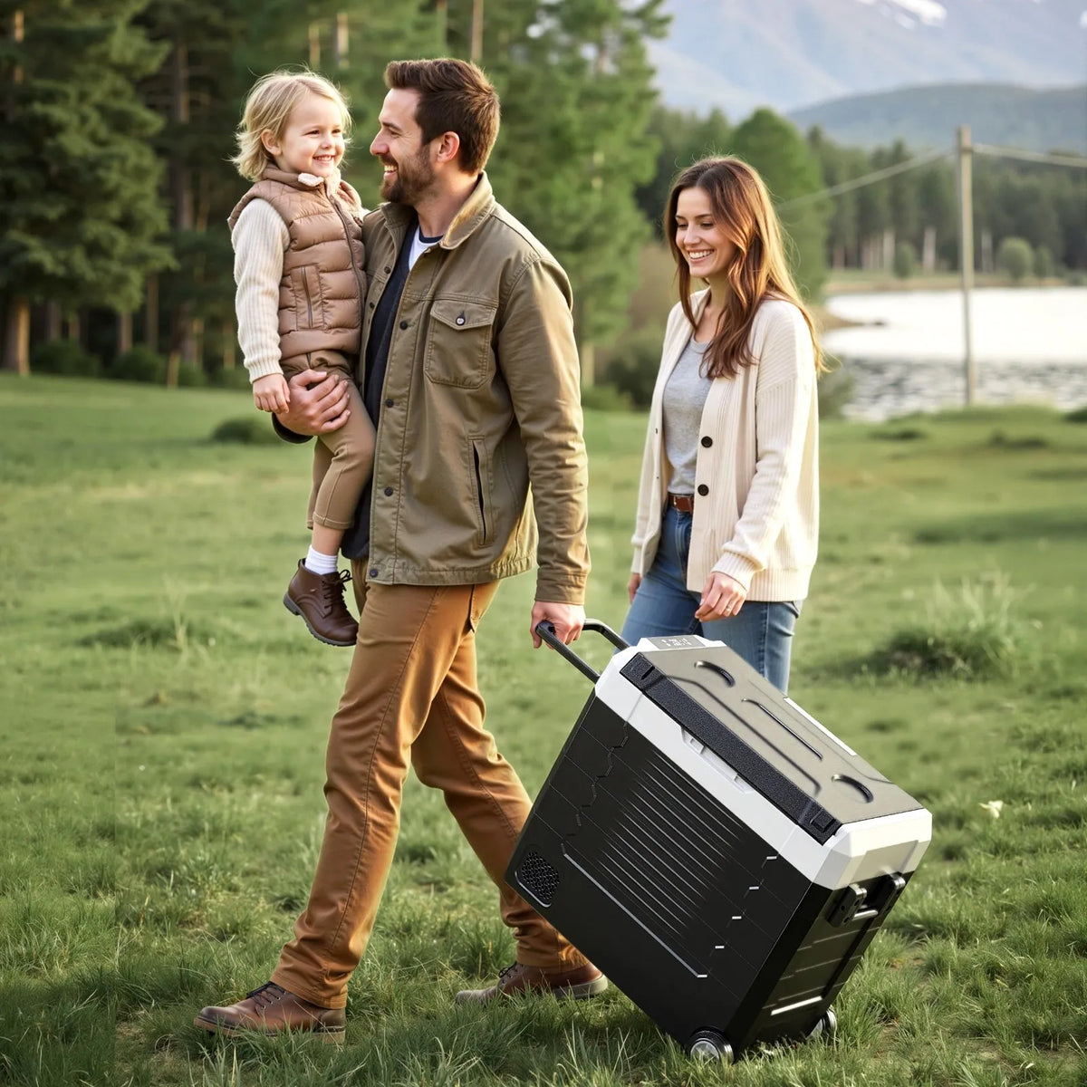 VEVOR auto ledusskapis 55 l ar kompresoru, DC 12/24 V un AC 100–240 V, temperatūra no - 20 °C līdz +20 °C, divu zonu dzesētājs ar lietotnes vadību un riteņiem, piemērots auto, RV, laivām, kempingam un makšķerēšanai - ZEMLETES.LV