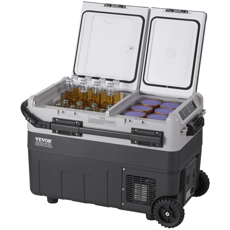 50L VEVOR pārnēsājams auto ledusskapis/saldētavas kompresors, divas zonas