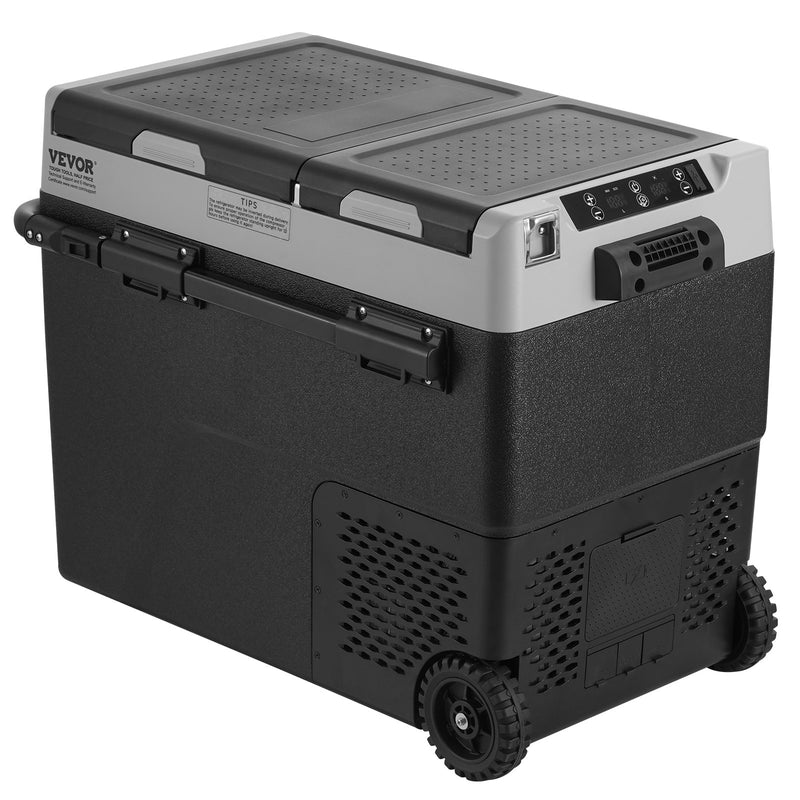58L VEVOR pārnēsājams auto ledusskapis ar saldētavas kompresoru, divu zonu