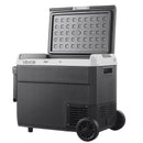 VEVOR 12 V auto ledusskapis 60 l ar riteņiem un rokturi, portatīvs kompresora dzesētājs ar regulējamu temperatūru no - 20 °C līdz 20 °C, 12/24 V DC un 100–240 V AC kempingam, ceļošanai un kemperiem - ZEMLETES.LV