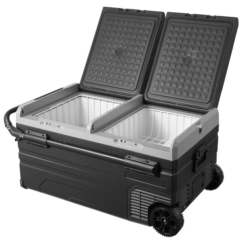 95L VEVOR pārnēsājams auto ledusskapis/saldētavas kompresors, divas zonas