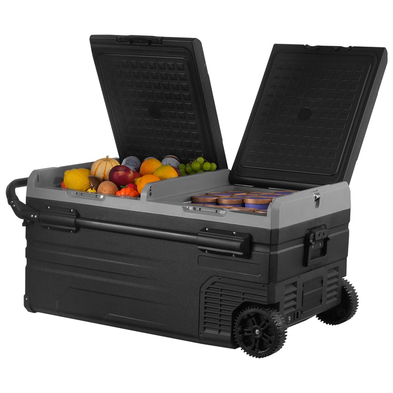 95L VEVOR pārnēsājams auto ledusskapis/saldētavas kompresors, divas zonas