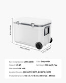 43 LVEVOR pārnēsājams dzesētājs ar riteņiem, termoizolēts ledus kaste ar ilgu ledus noturību, izturīgiem rokturiem un glāžu turētājiem, vieglas konstrukcijas korpuss, ideāli piemērots ģimenes piknikiem un tāliem braucieniem