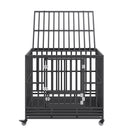 VEVOR 107 cm Smagas uzbūves suņu būda, 3 durvju suņu būda vidējiem un lieliem suņiem ar bloķējamajiem riteņiem un noņemamu paliktni