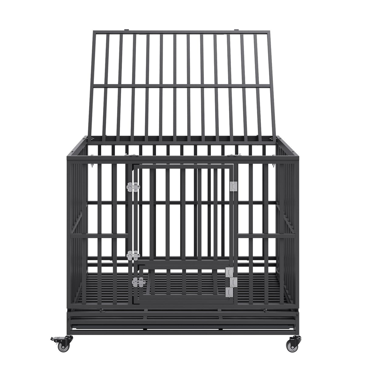 VEVOR Metal Dog Cage with 3 Doors, Lockable Wheels and Removable Tray, for Medium and Large Dogs, 120 cm