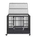 VEVOR 120 cm Smagas uzbūves suņu būda, 3 durvju suņu būda ar bloķējamiem riteņiem un noņemamu paliktni, piemērota vidējiem un lieliem suņiem