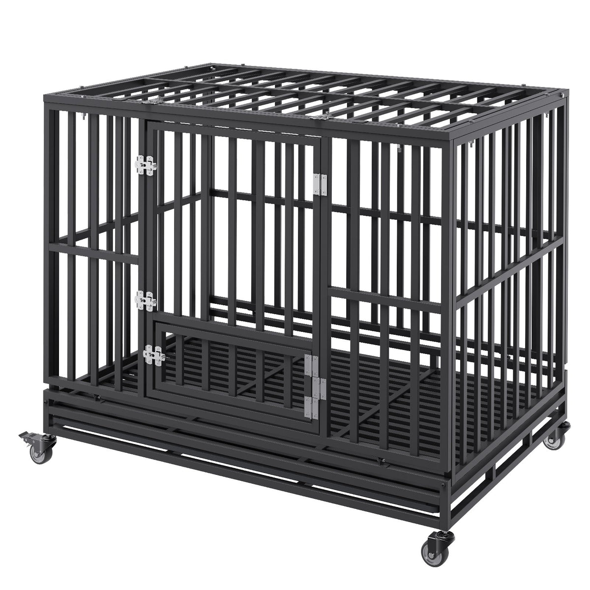 VEVOR Metal Dog Cage with 3 Doors, Lockable Wheels and Removable Tray, for Medium and Large Dogs, 120 cm