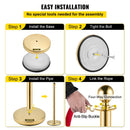 VEVOR barjeras stabi 8 gab., rindas organizēšanas sistēma ar 1,5 m sarkanu samta virvi, zelta krāsas stabi ar betona un metāla pamatni, viegli savienojama konstrukcija