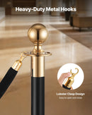 VEVOR samta virves 4 gab., 1,5 m melnas barjeras virves ar zelta āķiem, rindas organizēšanas virves pasākumiem, kinoteātriem, viesnīcām un atklāšanas pasākumiem