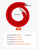 VEVOR samta virves 4 gab., 1,5 m sarkanas barjeras virves ar sudraba āķiem, piemērotas rindas organizēšanai, sarkanā paklāja pasākumiem, kinoteātriem, atklāšanām, viesnīcām un ballītēm