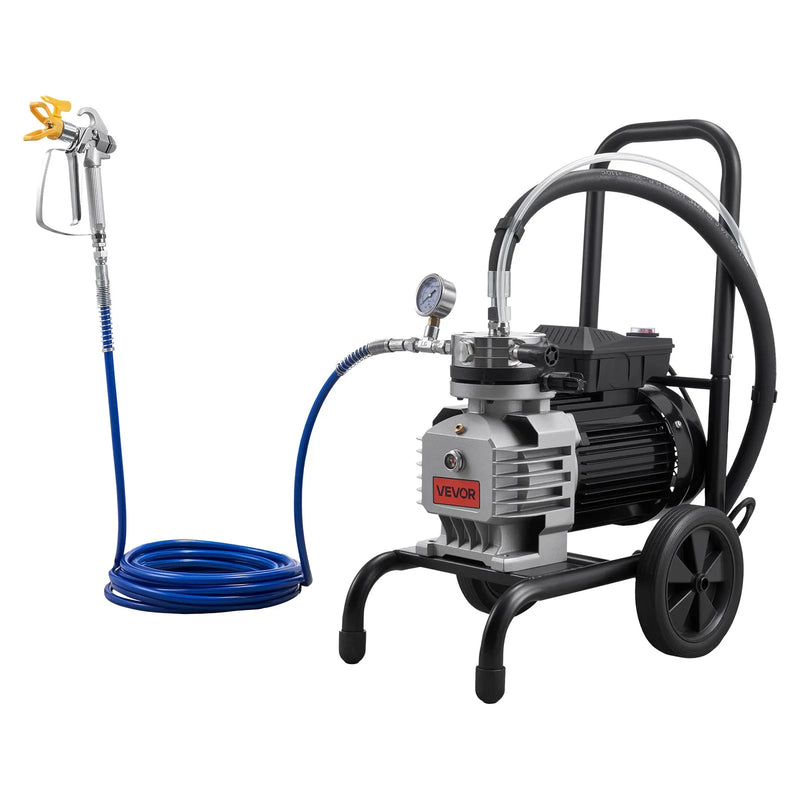 VEVOR bezgaisa membrānas krāsas smidzinātājs, 1800 W ratiņu tipa smidzinātājs, 227,6 bar augstspiediens, ar pagarinājuma stieni, tīrīšanas adatu un suku, piemērots iekštelpu un āra krāsošanai - ZEMLETES.LV