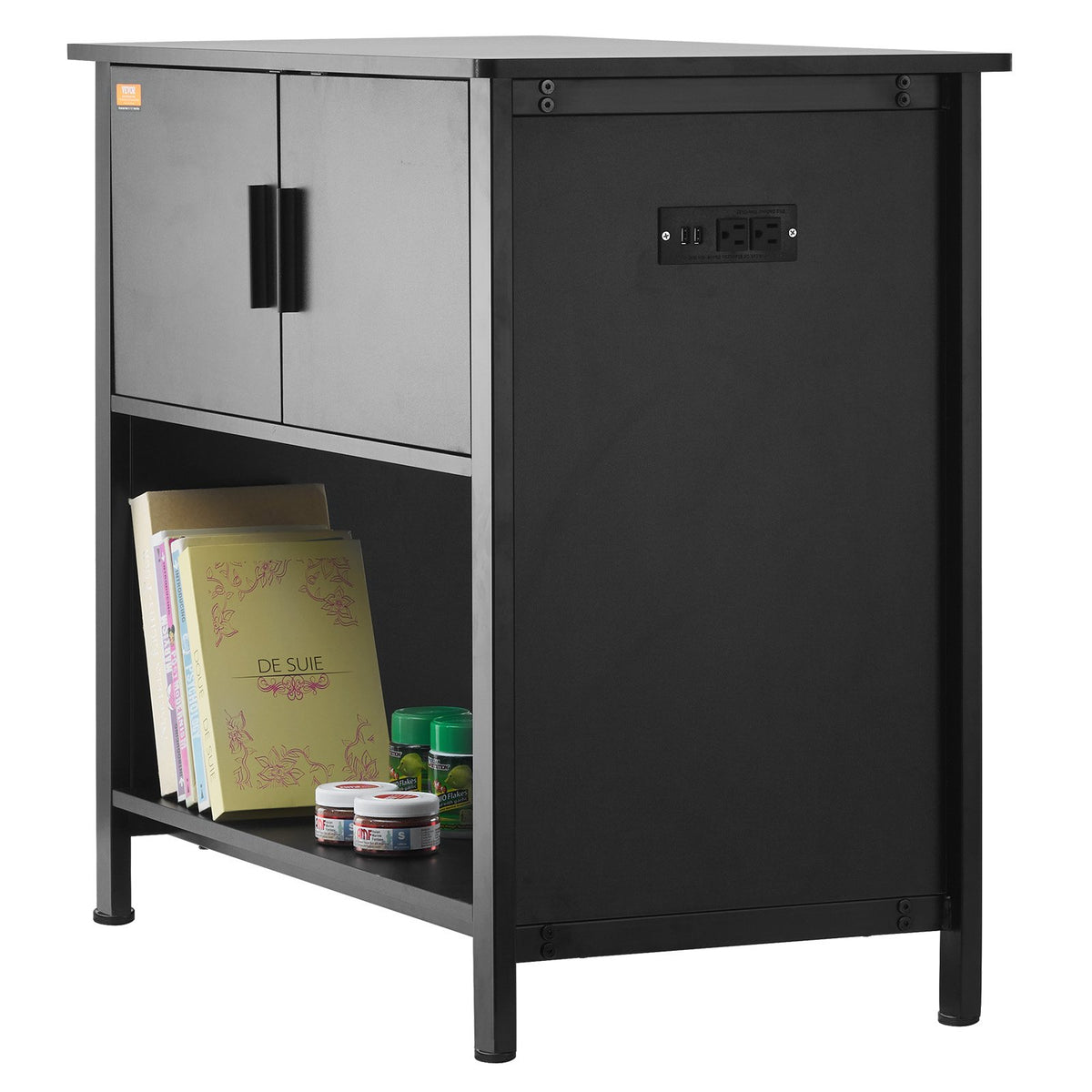 VEVOR akvārija statīvs ar skapīti un elektrobloku, tērauds un MDF, 151 l, līdz 152 kg, melns