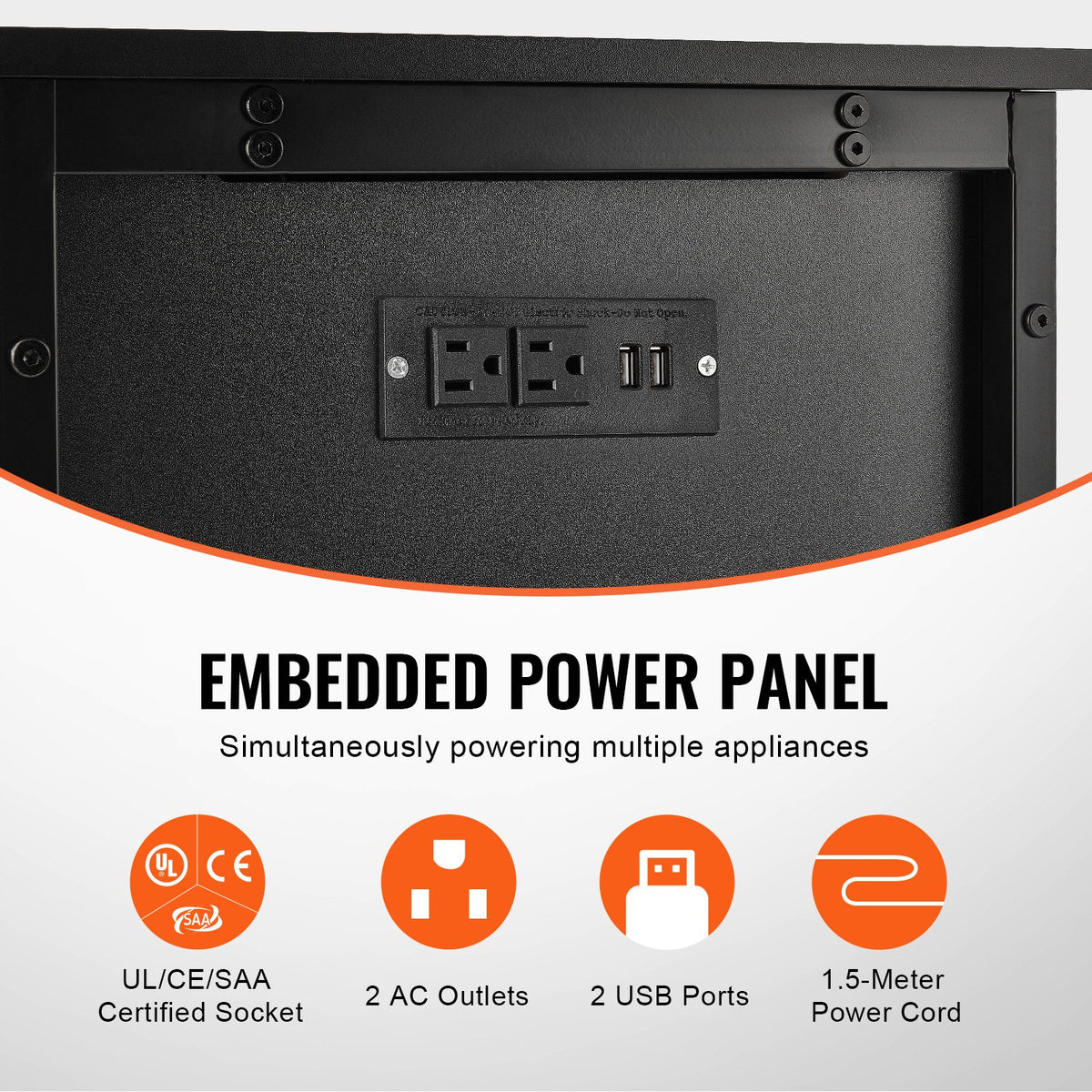 VEVOR akvārija statīvs ar skapīti un elektrobloku, tērauds un MDF, 151 l, līdz 152 kg, melns
