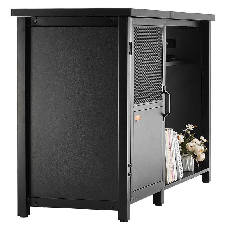 VEVOR 284 litru akvārija statīvs ar skapīti un iebūvētu barošanas paneli, tērauds un MDF, melns