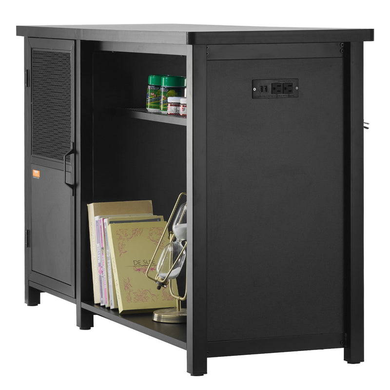 VEVOR 284 litru akvārija statīvs ar skapīti un iebūvētu barošanas paneli, tērauds un MDF, melns