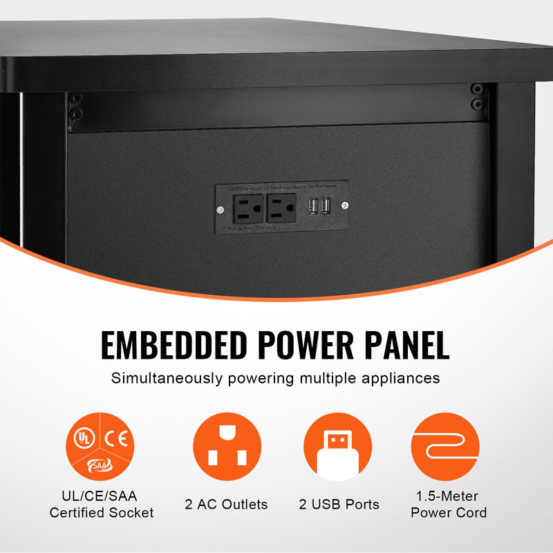 VEVOR 284 litru akvārija statīvs ar skapīti un iebūvētu barošanas paneli, tērauds un MDF, melns