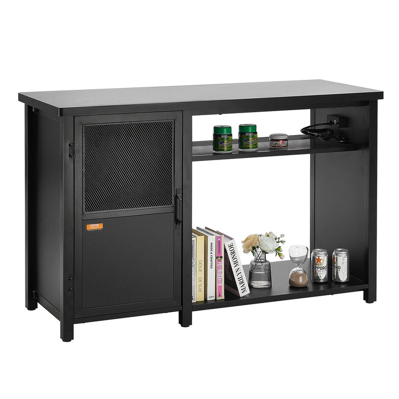 VEVOR 284 litru akvārija statīvs ar skapīti un iebūvētu barošanas paneli, tērauds un MDF, melns