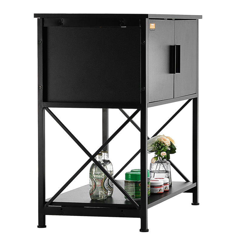 VEVOR Akvārija statīvs 110 l, tērauds un MDF, ar skapīti un elektrobloku, melns, 110 kg slodze