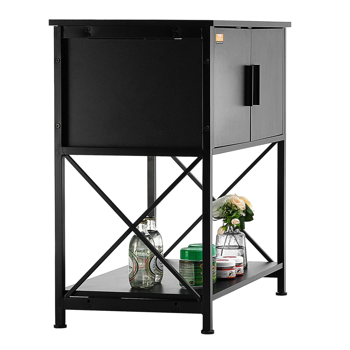 VEVOR akvārija statīvs ar skapīti un elektrobloku, tērauds un MDF, 110 l, līdz 110 kg, melns