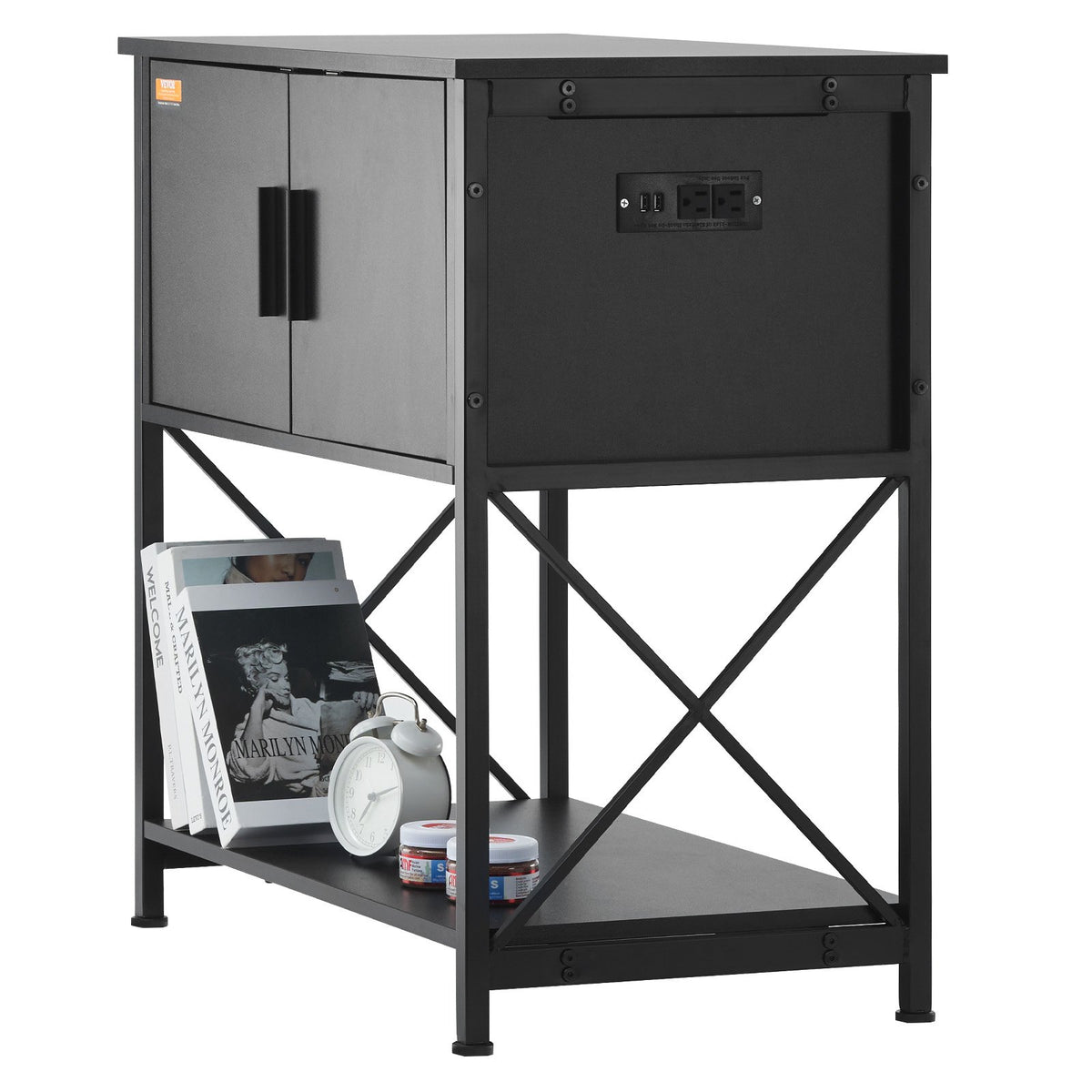 VEVOR akvārija statīvs ar skapīti un elektrobloku, tērauds un MDF, 110 l, līdz 110 kg, melns