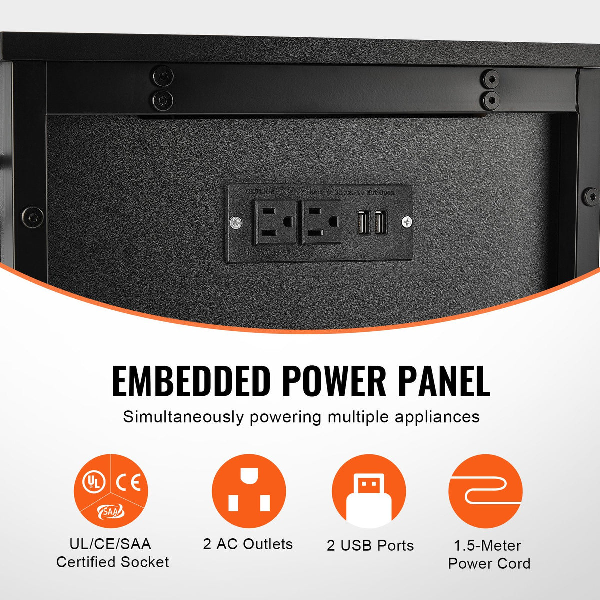VEVOR akvārija statīvs ar skapīti un elektrobloku, tērauds un MDF, 110 l, līdz 110 kg, melns
