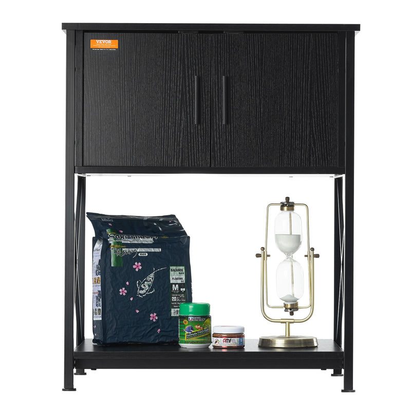 VEVOR 75 litru akvārija statīvs ar skapīti un iebūvētu barošanas paneli, tērauds un MDF, melns