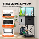 VEVOR 75 litru akvārija statīvs ar skapīti un iebūvētu barošanas paneli, tērauds un MDF, melns