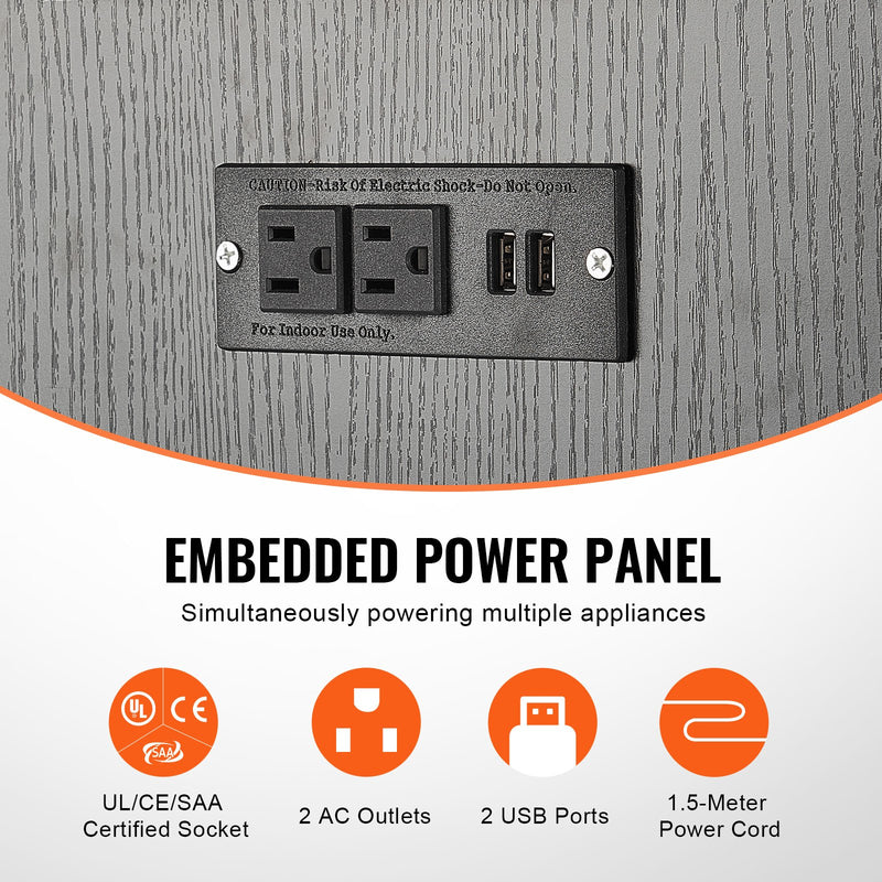 VEVOR 75 litru akvārija statīvs ar skapīti un iebūvētu barošanas paneli, tērauds un MDF, melns