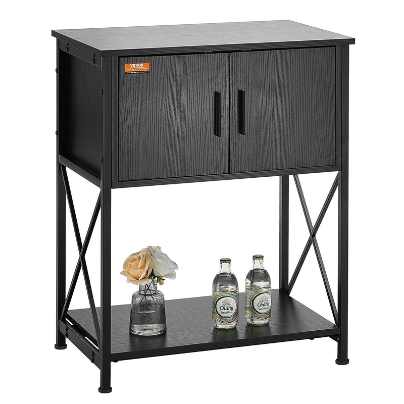 VEVOR 75 litru akvārija statīvs ar skapīti un iebūvētu barošanas paneli, tērauds un MDF, melns