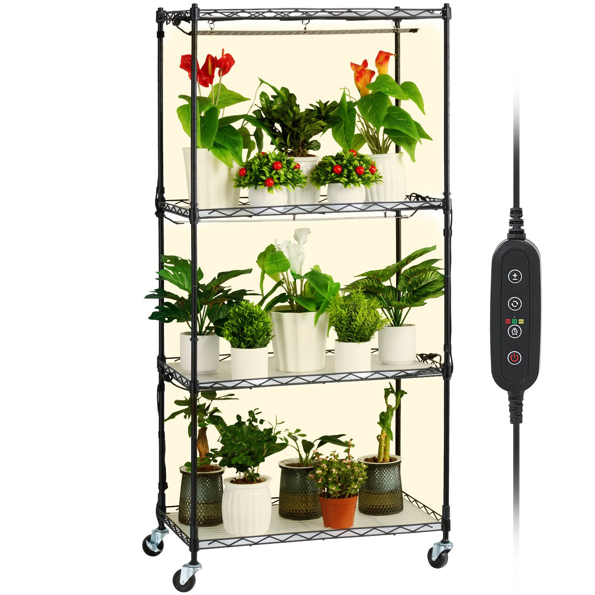VEVOR Plant Stand with Grow Lights, 4 Tiers, 45W, 126.5 cm Height