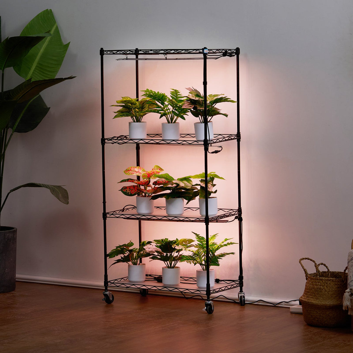 VEVOR Plant Stand with Grow Lights, 4 Tiers, 45W, 126.5 cm Height