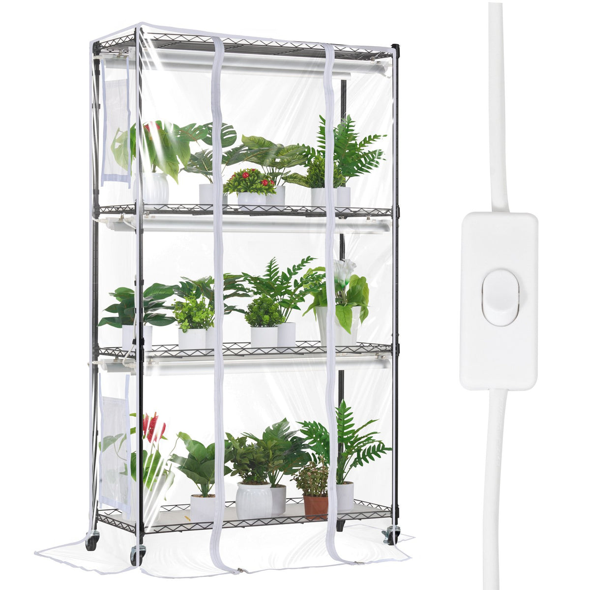 VEVOR Indoor Plant Growing Shelf with Grow Light, 4 Tiers, 180W, 150 cm