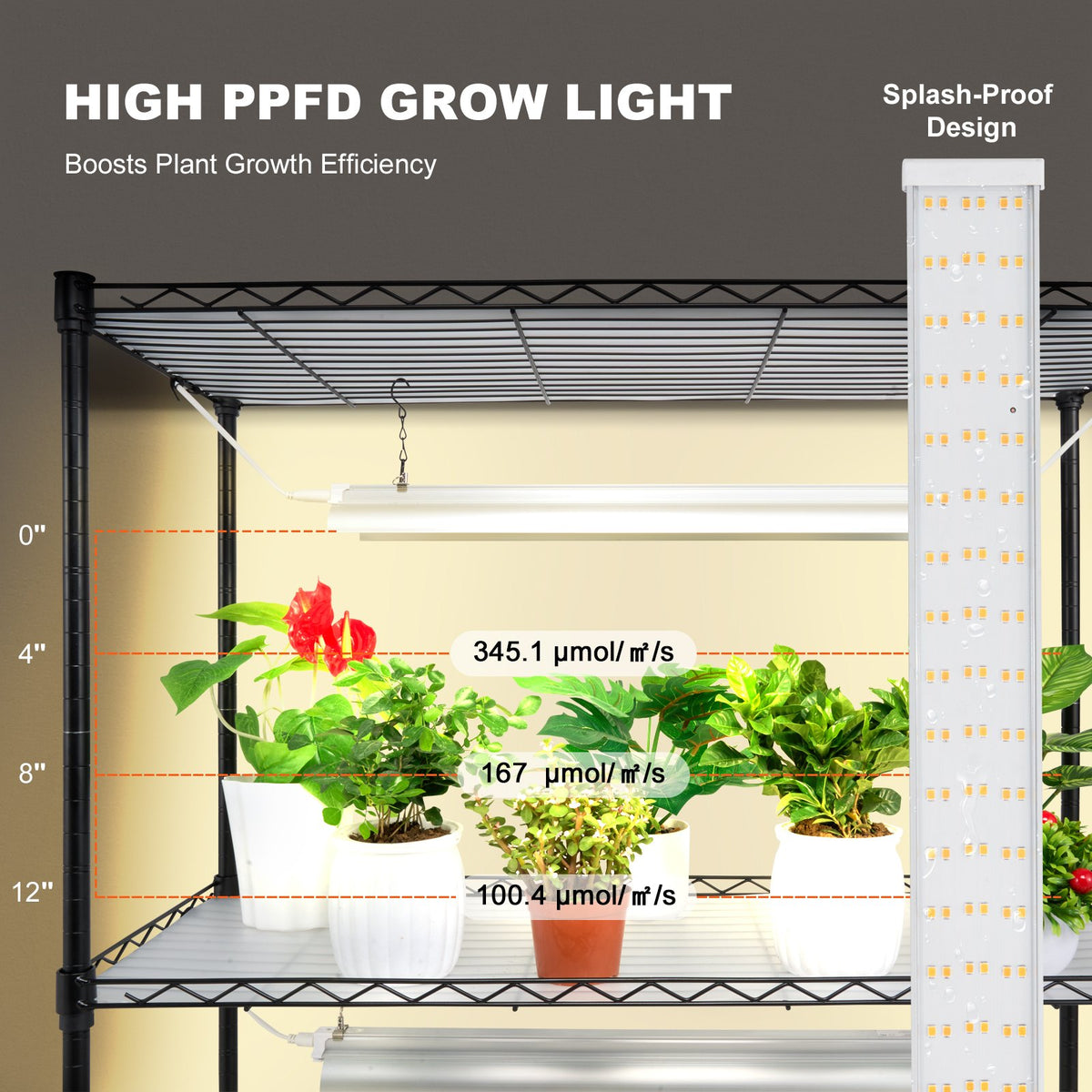 VEVOR Plant Stand with Grow Lights, 4 Tiers, 90W, 150 cm Height