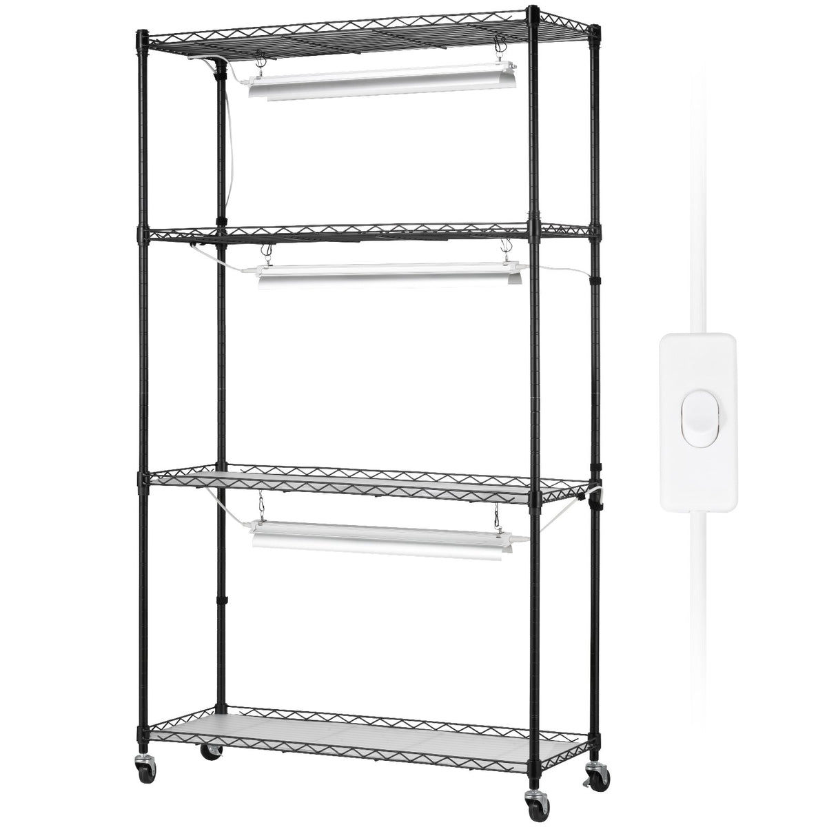 VEVOR Plant Stand with Grow Lights, 4 Tiers, 90W, 150 cm Height