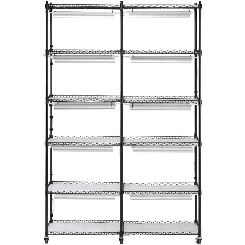 Augu statīvs ar augu lampu, 6 līmeņi, 200 W, 150 cm iekštelpu augu audzēšanas plaukts