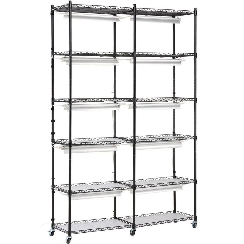 Augu statīvs ar augu lampu, 6 līmeņi, 200 W, 150 cm iekštelpu augu audzēšanas plaukts