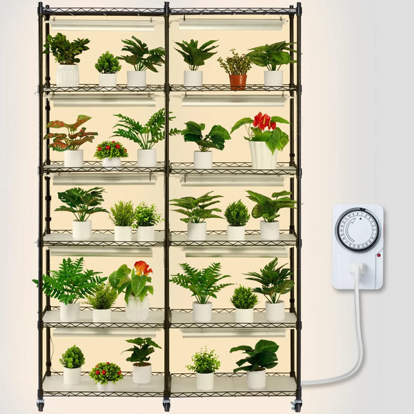 Augu statīvs ar augu lampu, 6 līmeņi, 200 W, 150 cm iekštelpu augu audzēšanas plaukts