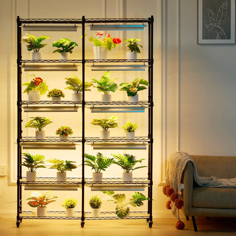 Augu statīvs ar augu lampu, 6 līmeņi, 200 W, 150 cm iekštelpu augu audzēšanas plaukts