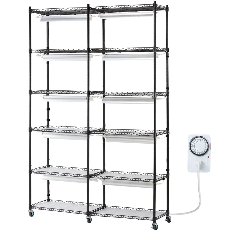 Augu statīvs ar augu lampu, 6 līmeņi, 200 W, 150 cm iekštelpu augu audzēšanas plaukts