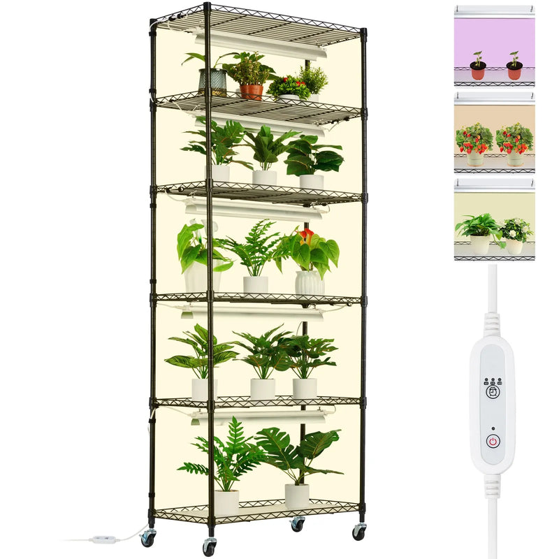 Augu statīvs ar augu lampām, 6 līmeņi, 150 W, 180 cm augsts augu audzēšanas plaukts