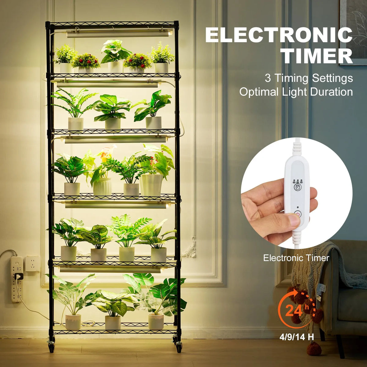 Augu statīvs ar augu lampām, 6 līmeņi, 150 W, 180 cm augsts augu audzēšanas plaukts