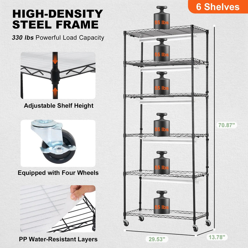 Augu statīvs ar augu lampām, 6 līmeņi, 150 W, 180 cm augsts augu audzēšanas plaukts