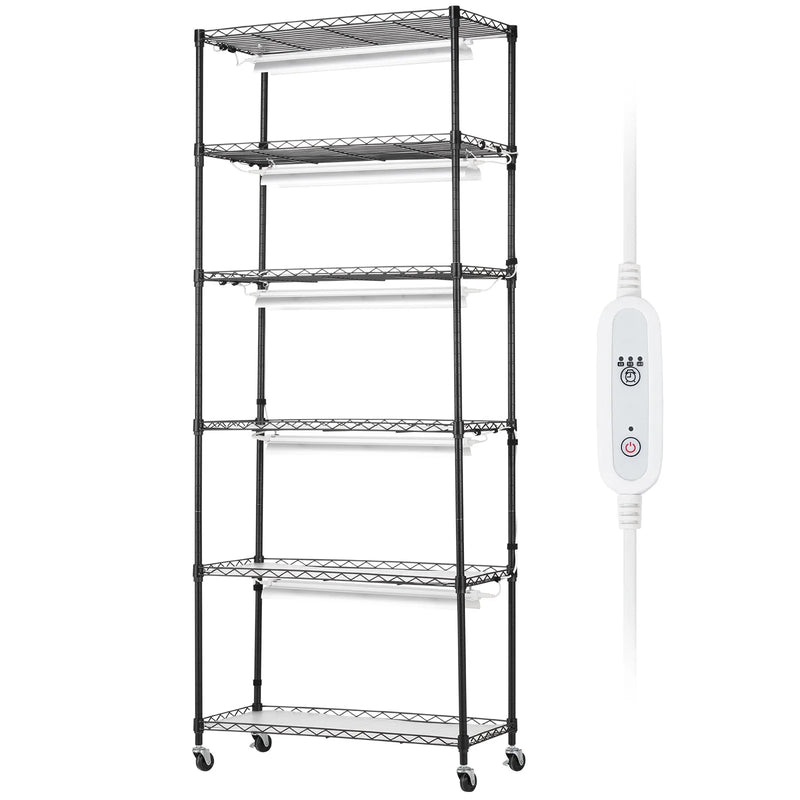 Augu statīvs ar augu lampām, 6 līmeņi, 150 W, 180 cm augsts augu audzēšanas plaukts