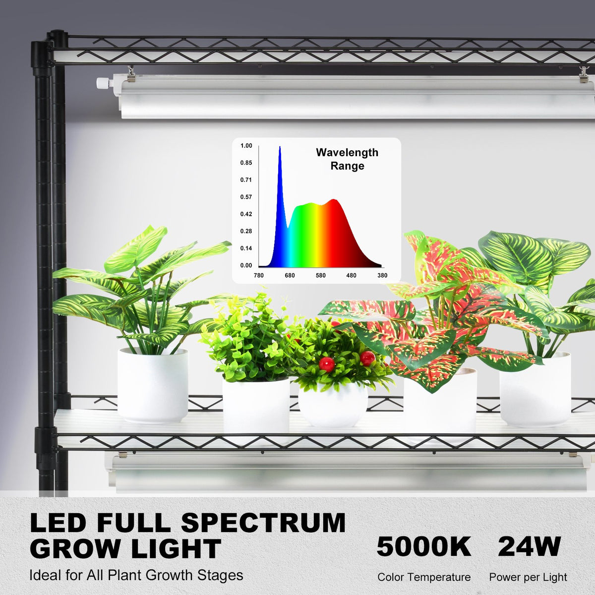 VEVOR Plant Stand with Grow Lights, 6 Tiers, 192W, 180 cm