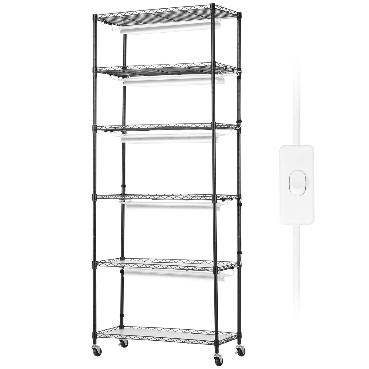 VEVOR Plant Stand with Grow Lights, 6 Tiers, 192W, 180 cm