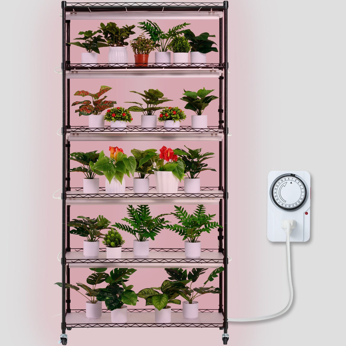 VEVOR Indoor Plant Growing Shelf with Grow Light, 6 Tiers, 180W, 180 cm