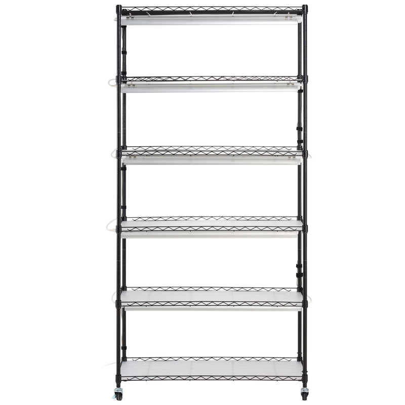 VEVOR Iekštelpu Augu Augšanas Plaukts ar Augšanas Gaismu, 6 Stāvi, 180W, 180 cm