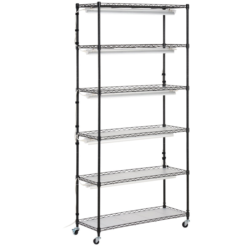 VEVOR Iekštelpu Augu Augšanas Plaukts ar Augšanas Gaismu, 6 Stāvi, 180W, 180 cm