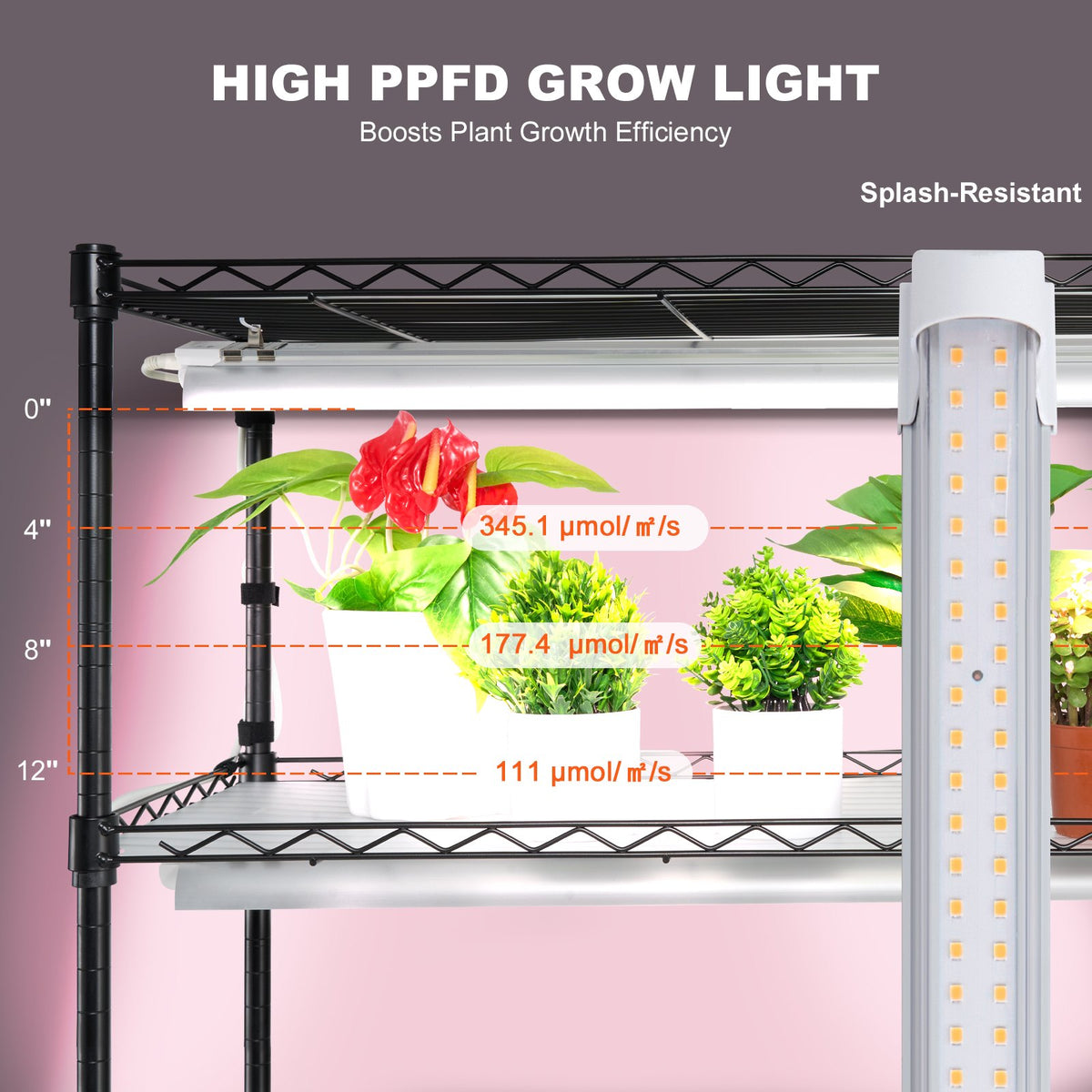 VEVOR Indoor Plant Growing Shelf with Grow Light, 6 Tiers, 180W, 180 cm